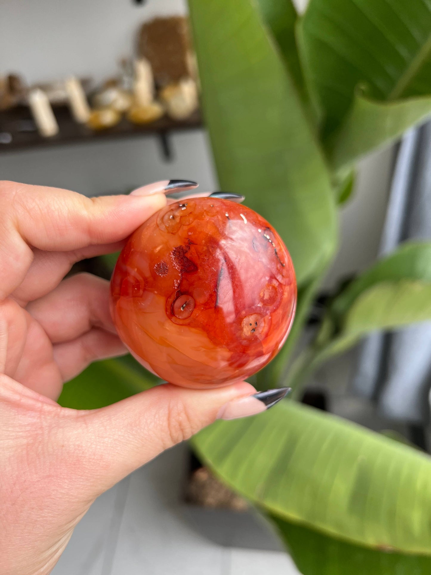 Carnelian Crystal Palm Stone