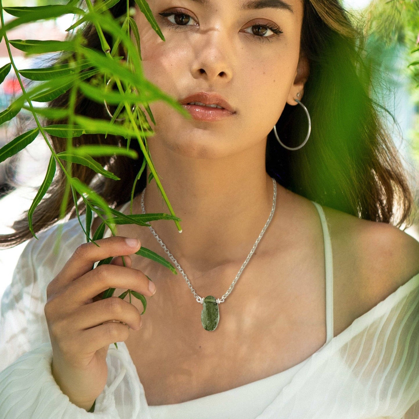 Czech Moldavite Silver Necklace