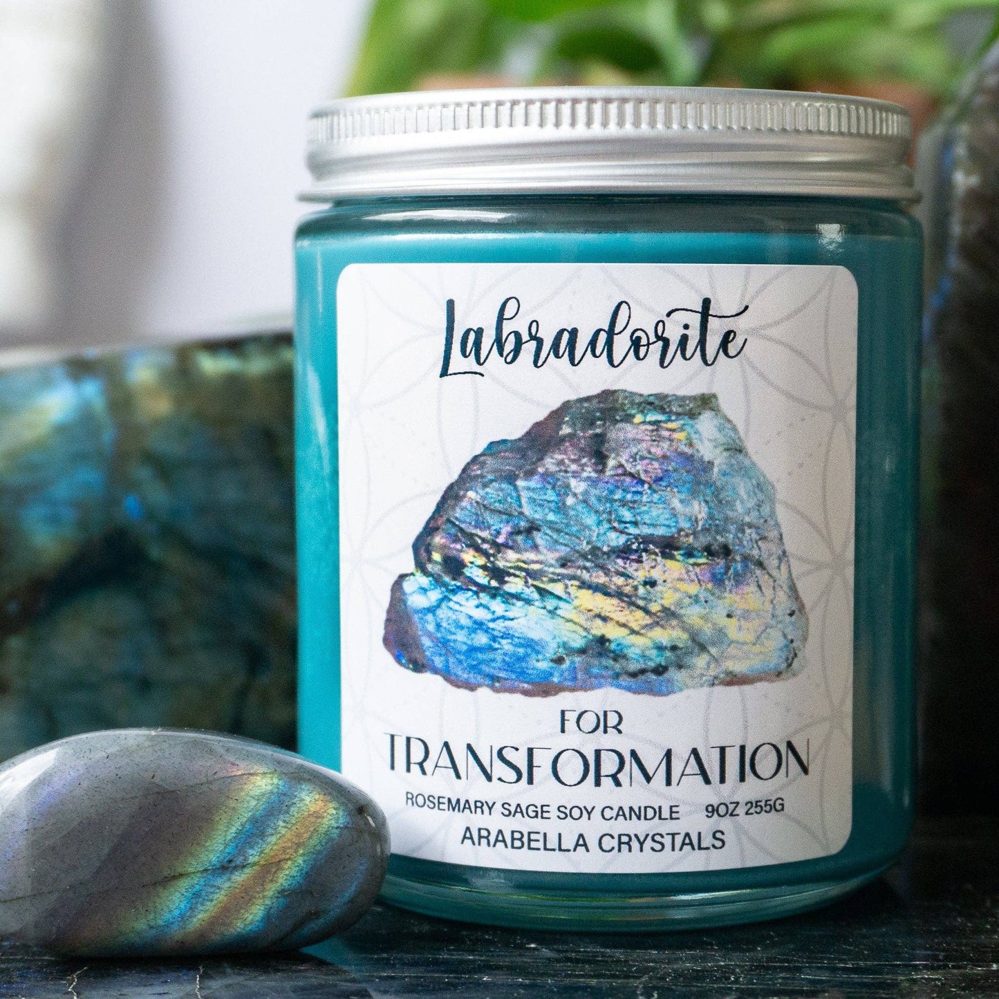 Labradorite Crystal Candle Jar