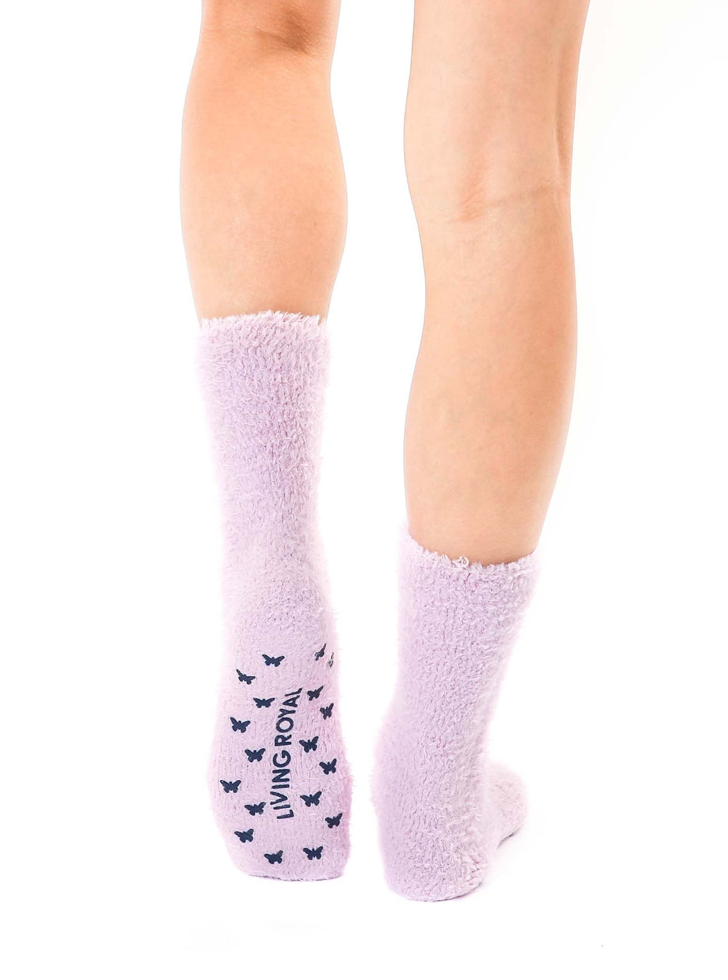 Fuzzy Butterfly Crew Socks