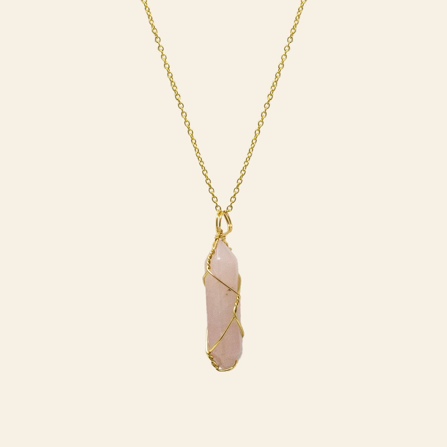 Wire Wrapped Crystal Point Necklace - Gold