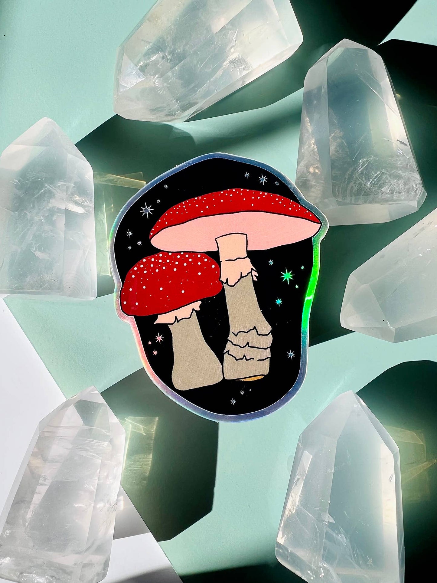 Celestial Mushrooms Holographic Sticker