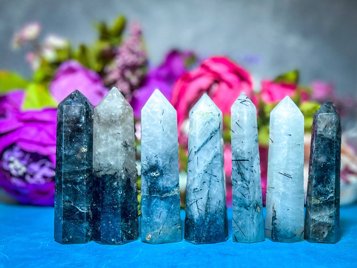 Black Tourmaline in Clear Quartz Crystal Tower