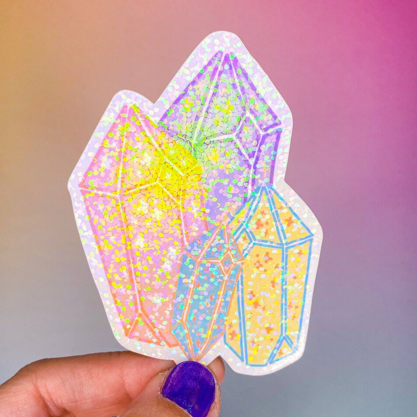 Holographic Glitter Crystals Sticker
