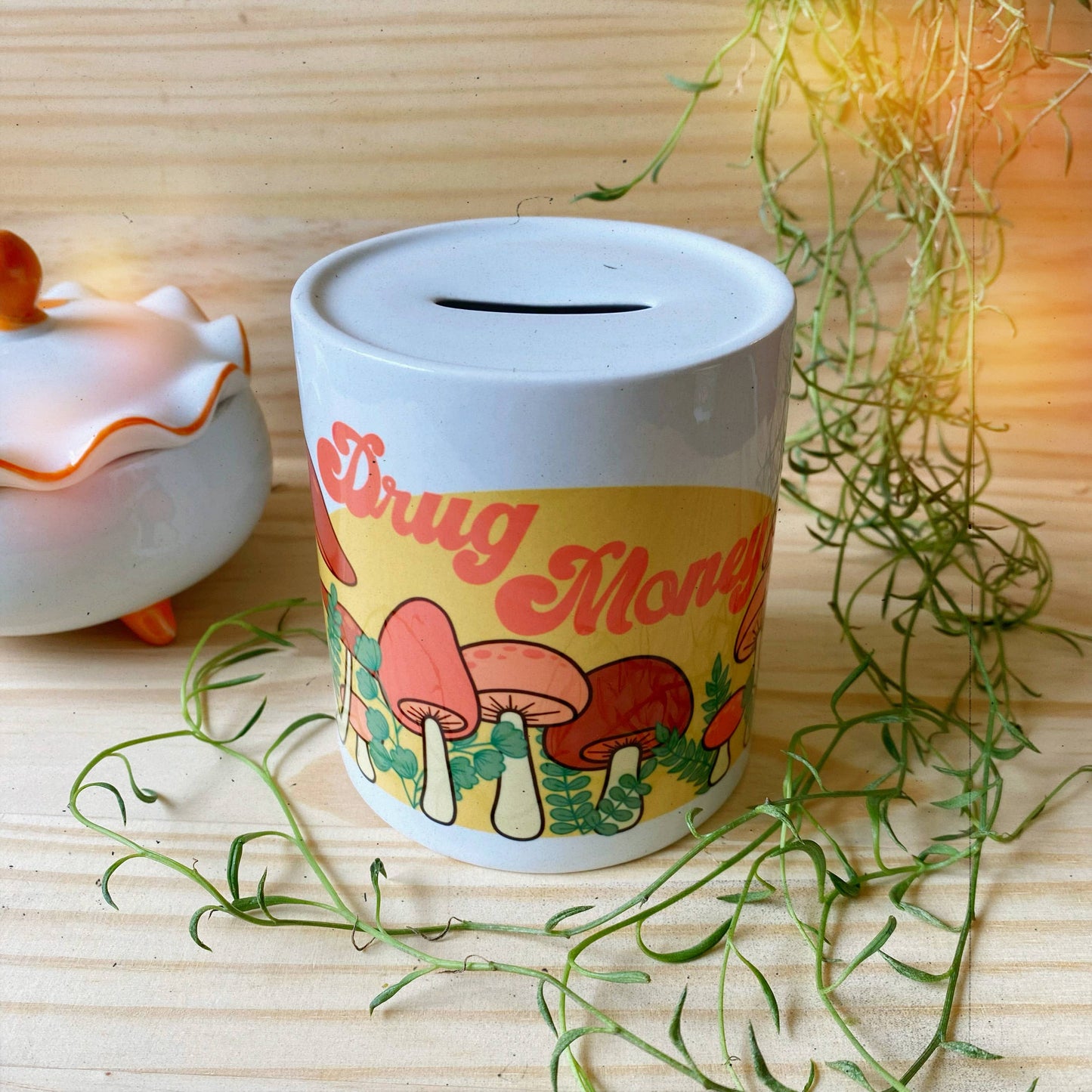 Drug Money Piggy Bank with Mushrooms