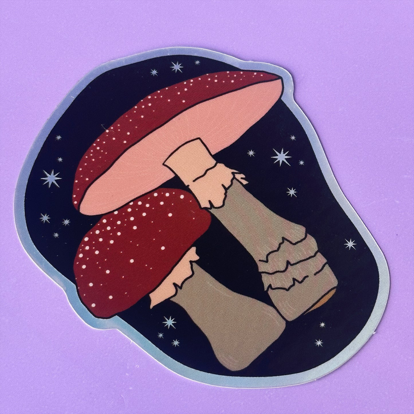 Celestial Mushrooms Holographic Sticker