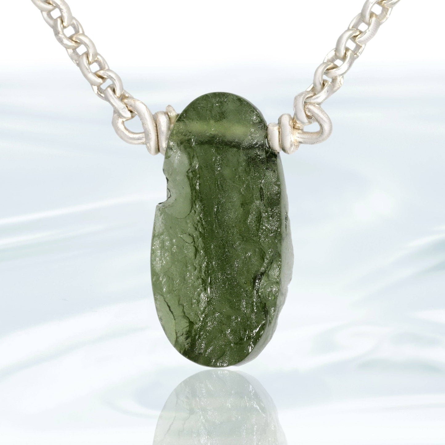 Czech Moldavite Silver Necklace