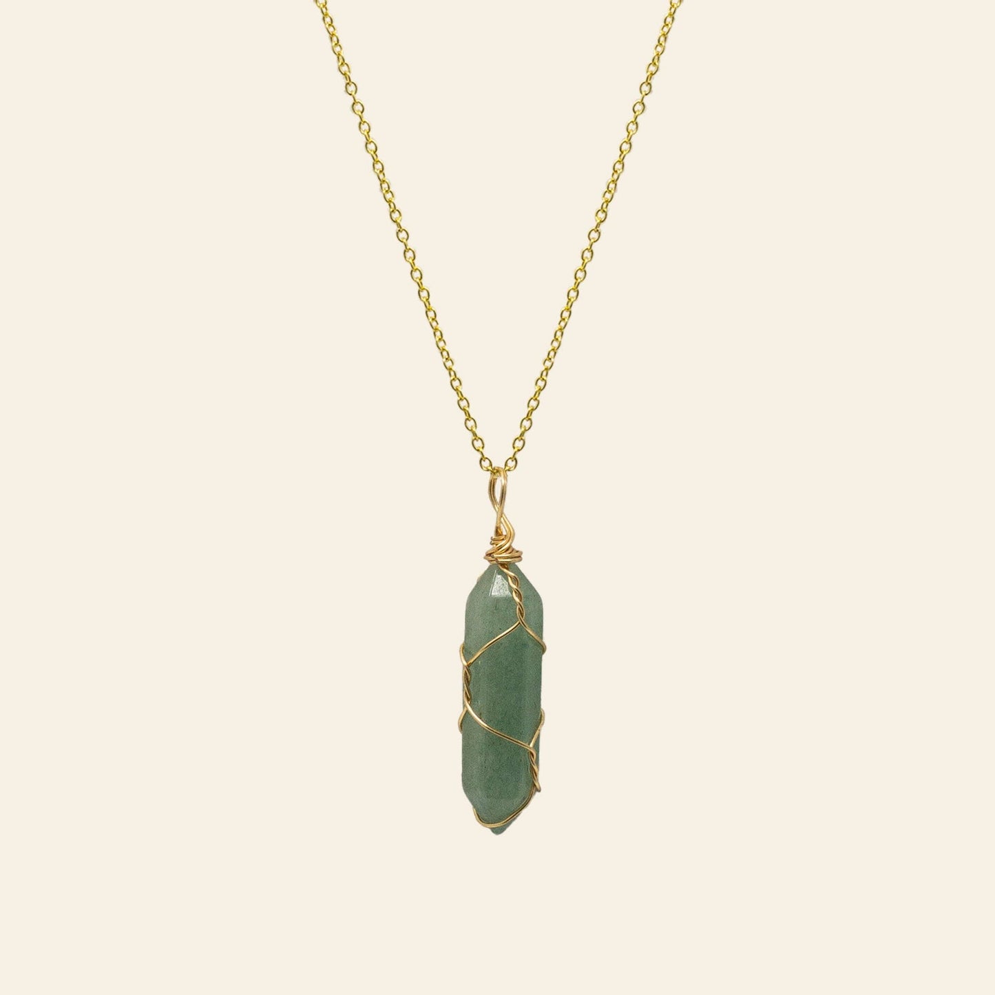 Wire Wrapped Crystal Point Necklace - Gold