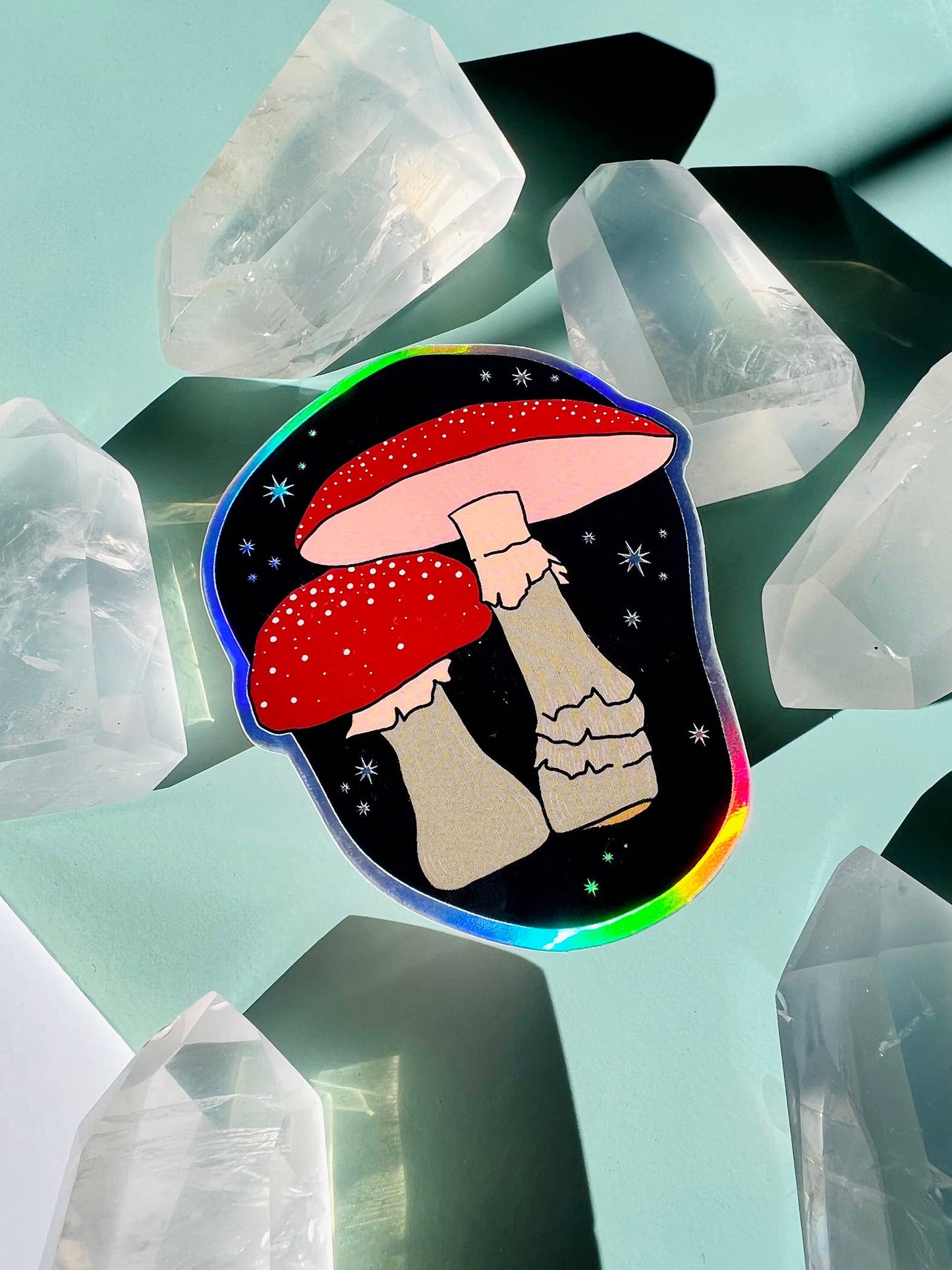 Celestial Mushrooms Holographic Sticker