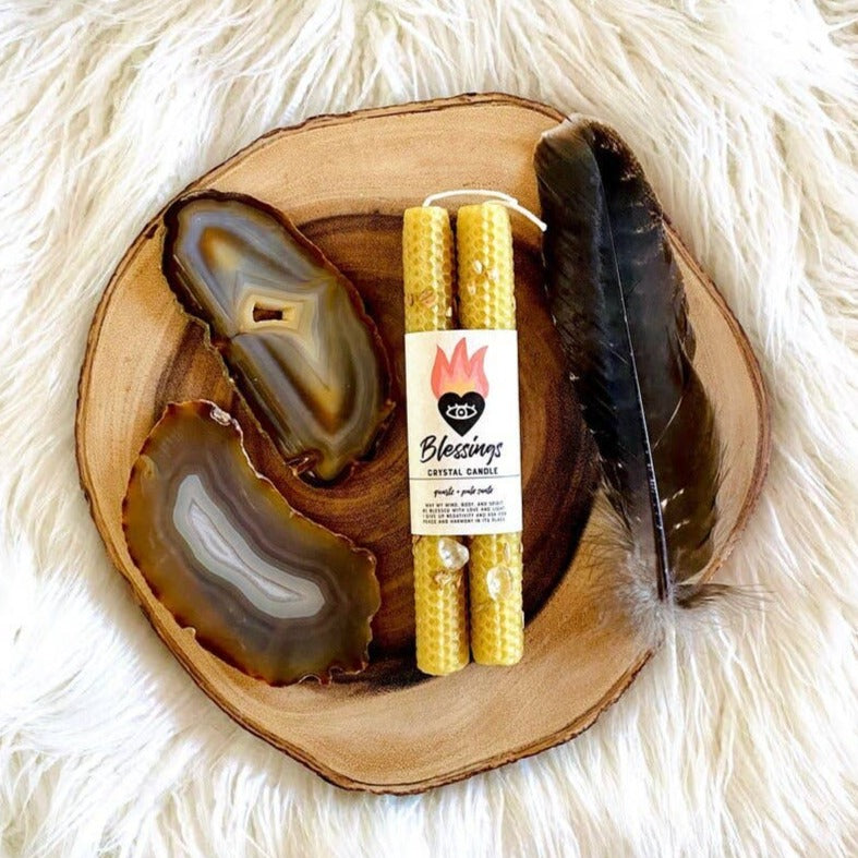Blessings Beeswax Crystal Ritual Candle