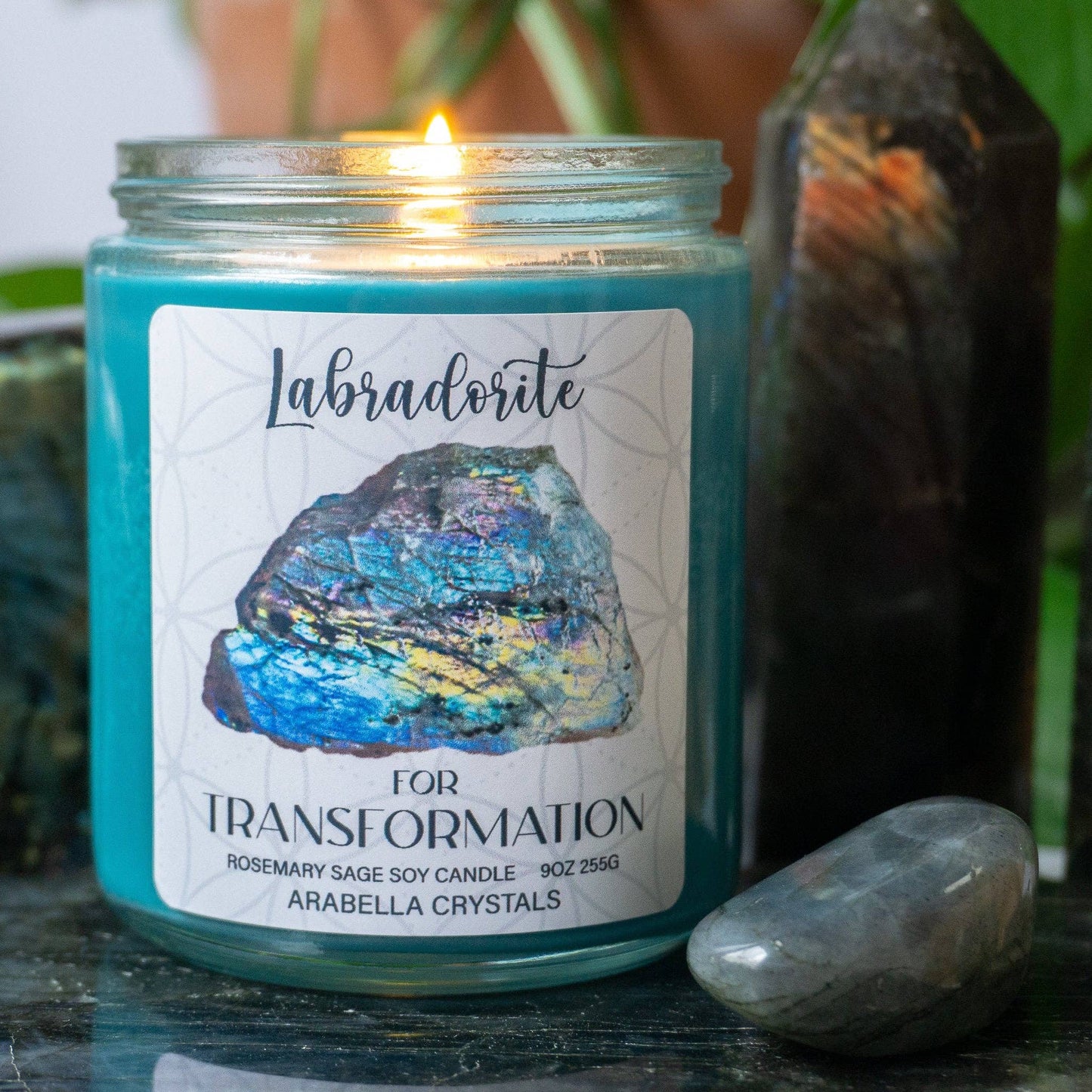 Labradorite Crystal Candle Jar