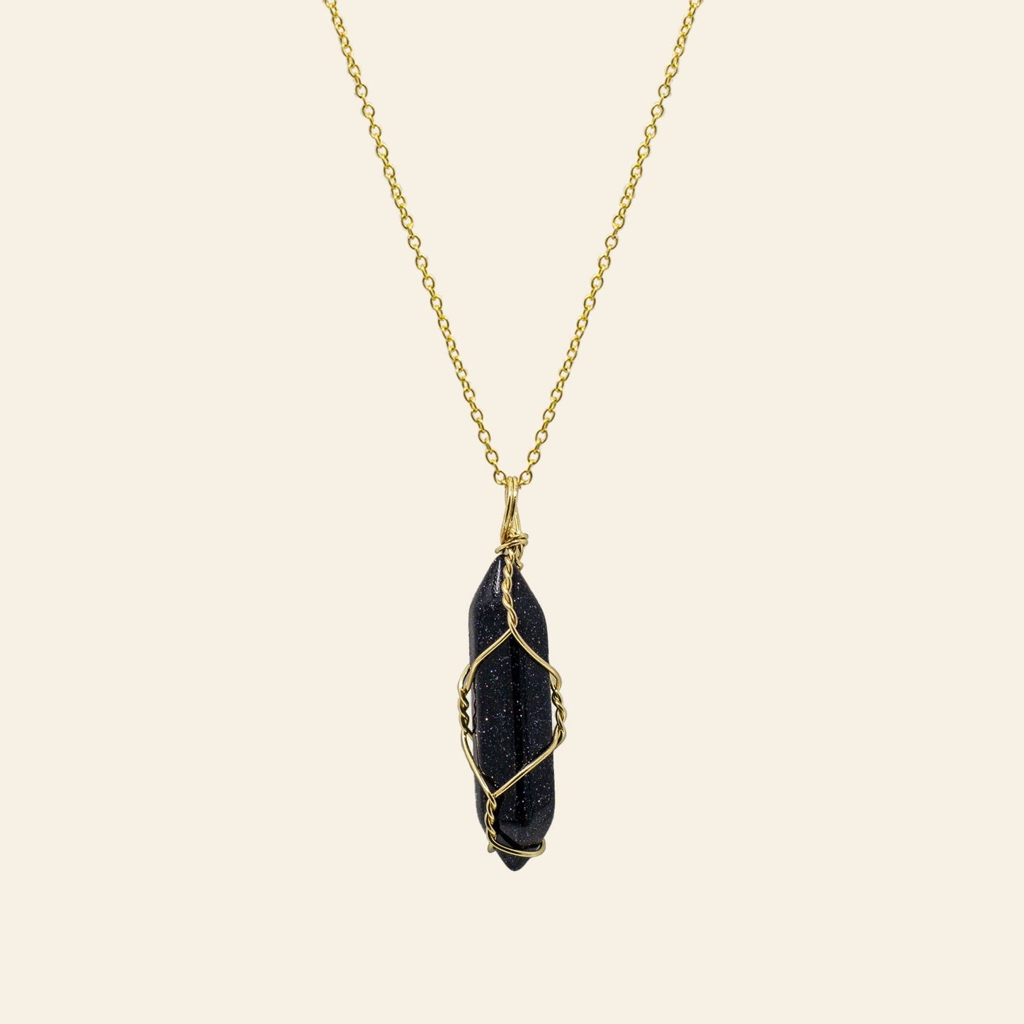 Wire Wrapped Crystal Point Necklace - Gold