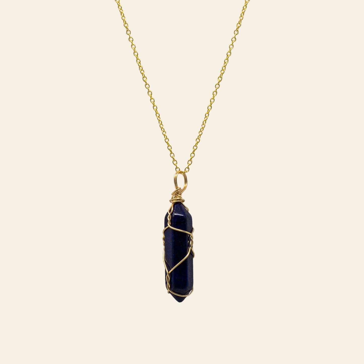Wire Wrapped Crystal Point Necklace - Gold