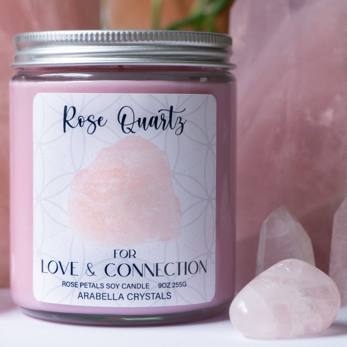 Rose Quartz Crystal Candle Jar
