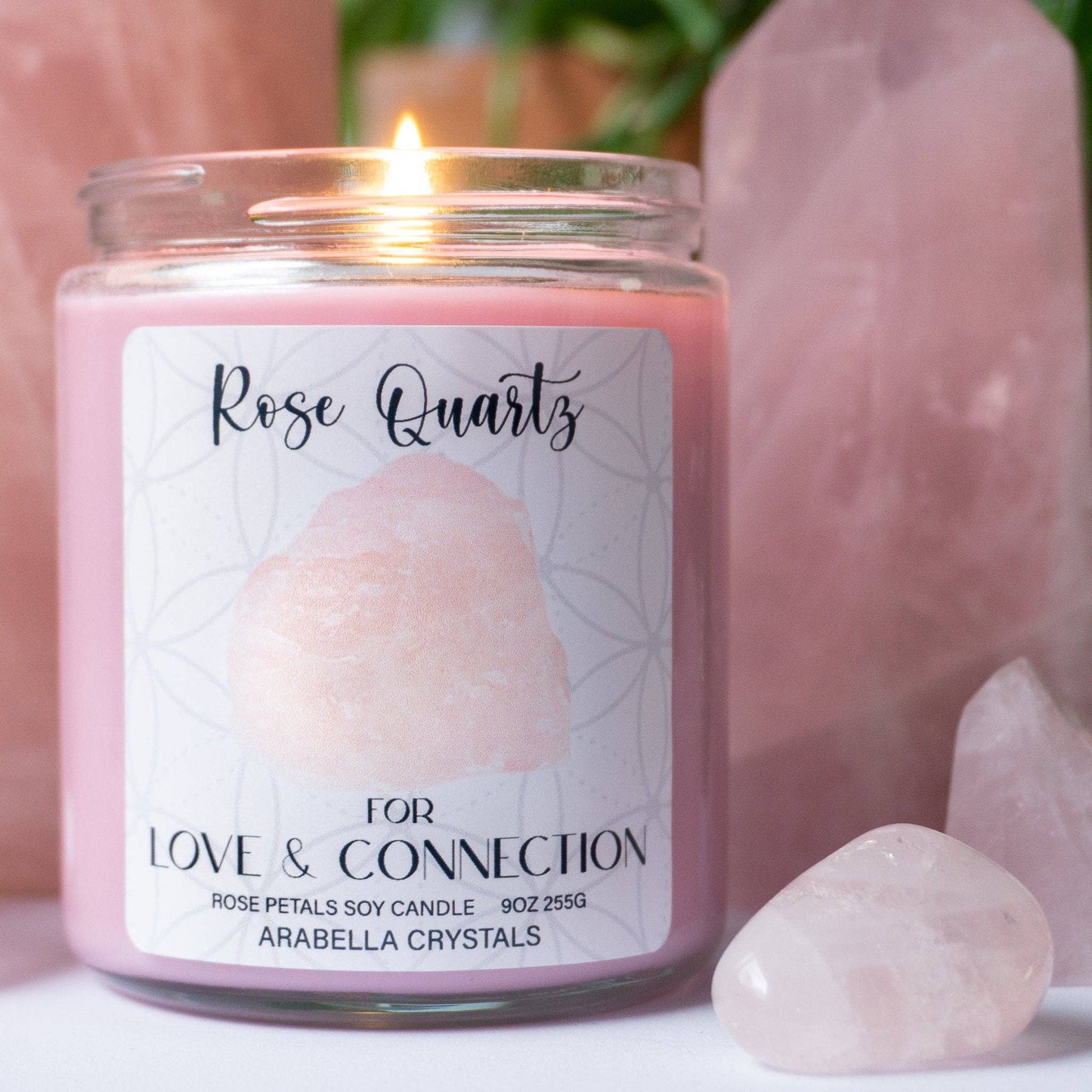 Rose Quartz Crystal Candle Jar