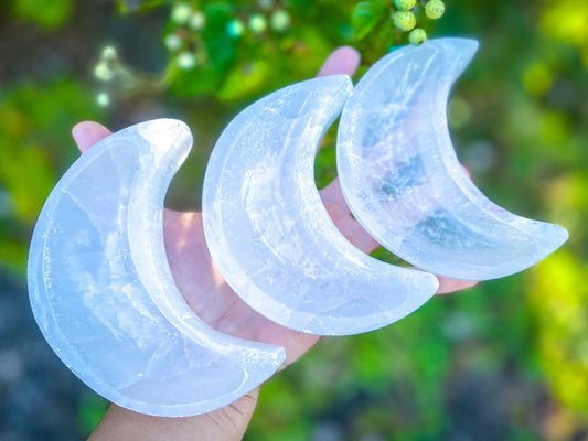 4" Selenite Crescent Moon Bowls