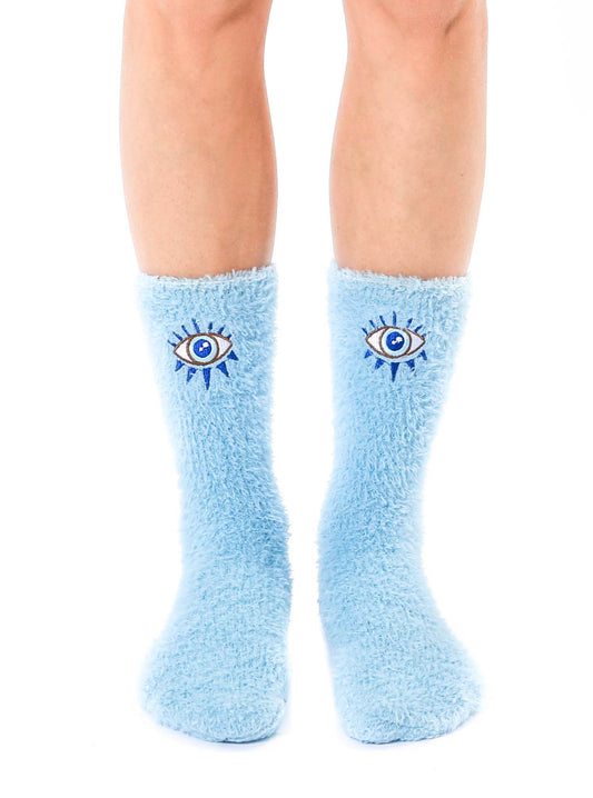 Fuzzy Evil Eye Unisex Crew Socks