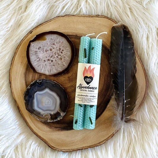 Abundance Beeswax Crystal Ritual Candle