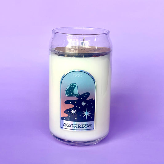 Aquarius Zodiac Dressed Candle