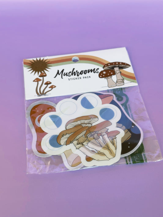 Mushrooms Holographic and Glow in the Dark Sticker Pack