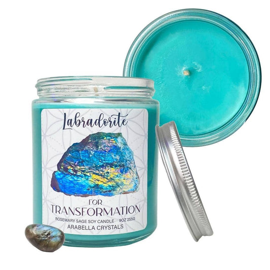 Labradorite Crystal Candle Jar